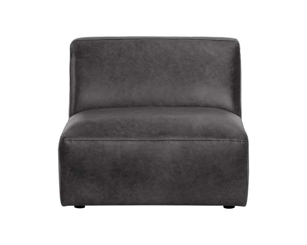 Sunpan Watson Modular Armless Chair In Marseille Black/Camel Leather