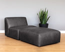 Sunpan Watson Modular Armless Chair In Marseille Black/Camel Leather