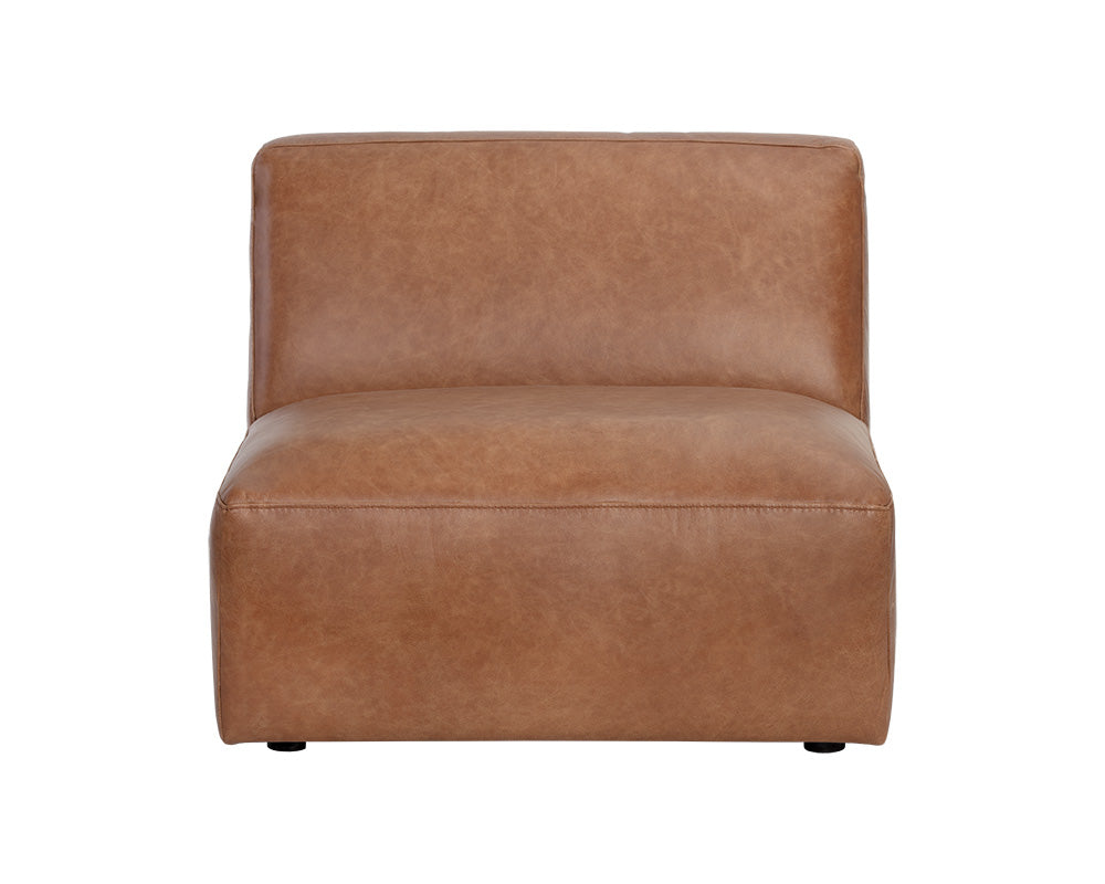 Sunpan Watson Modular Armless Chair In Marseille Black/Camel Leather