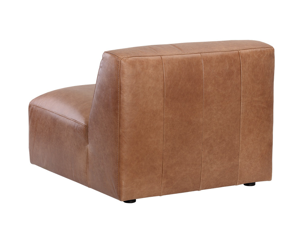 Sunpan Watson Modular Armless Chair In Marseille Black/Camel Leather