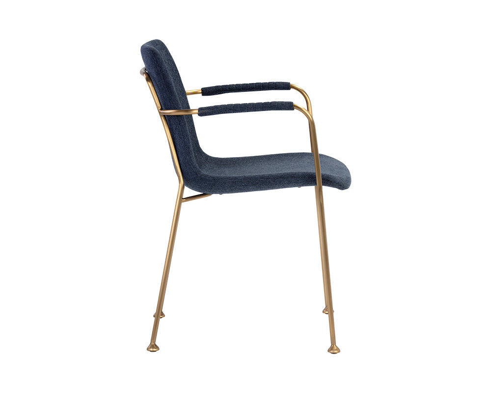 Sunpan Hathaway Dining Armchair - Belfast Navy/Oatmeal/Oyster Shell/Rust