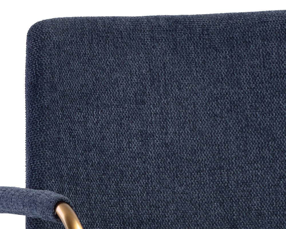 Sunpan Hathaway Dining Armchair - Belfast Navy/Oatmeal/Oyster Shell/Rust
