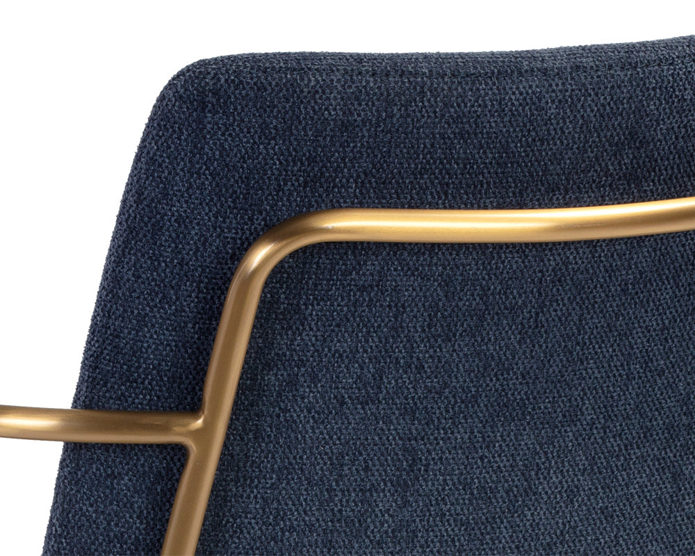 Sunpan Hathaway Dining Armchair - Belfast Navy/Oatmeal/Oyster Shell/Rust