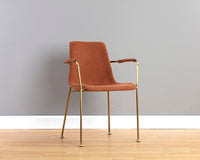Sunpan Hathaway Dining Armchair - Belfast Navy/Oatmeal/Oyster Shell/Rust