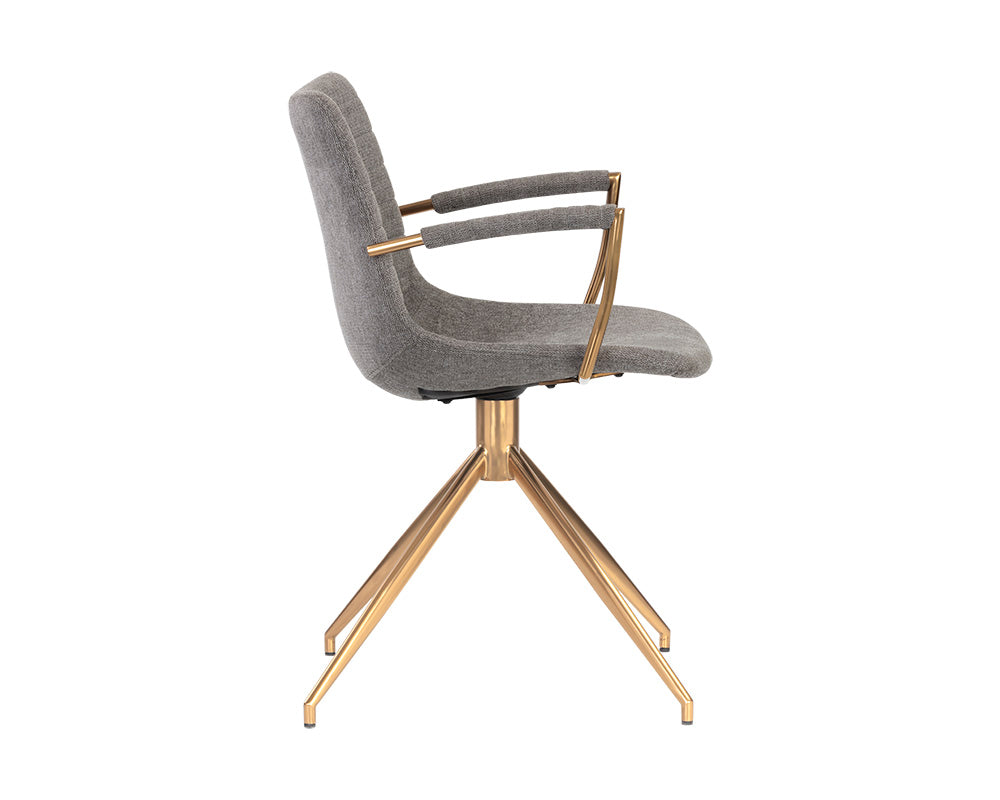 Sunpan Andres Swivel Dining Armchair - Belfast Heather Greyack/Koala Grey