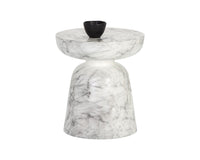 Sunpan Lucida End Table - Marble Look - White / Black