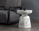 Sunpan Lucida End Table - Marble Look - White / Black