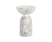 Sunpan Goya End Table - Marble Look - White