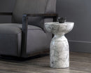 Sunpan Goya End Table - Marble Look - White
