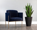 Sunpan Richie Lounge Chair In Antique Brass and Danny Navy/Black and Eclipse White