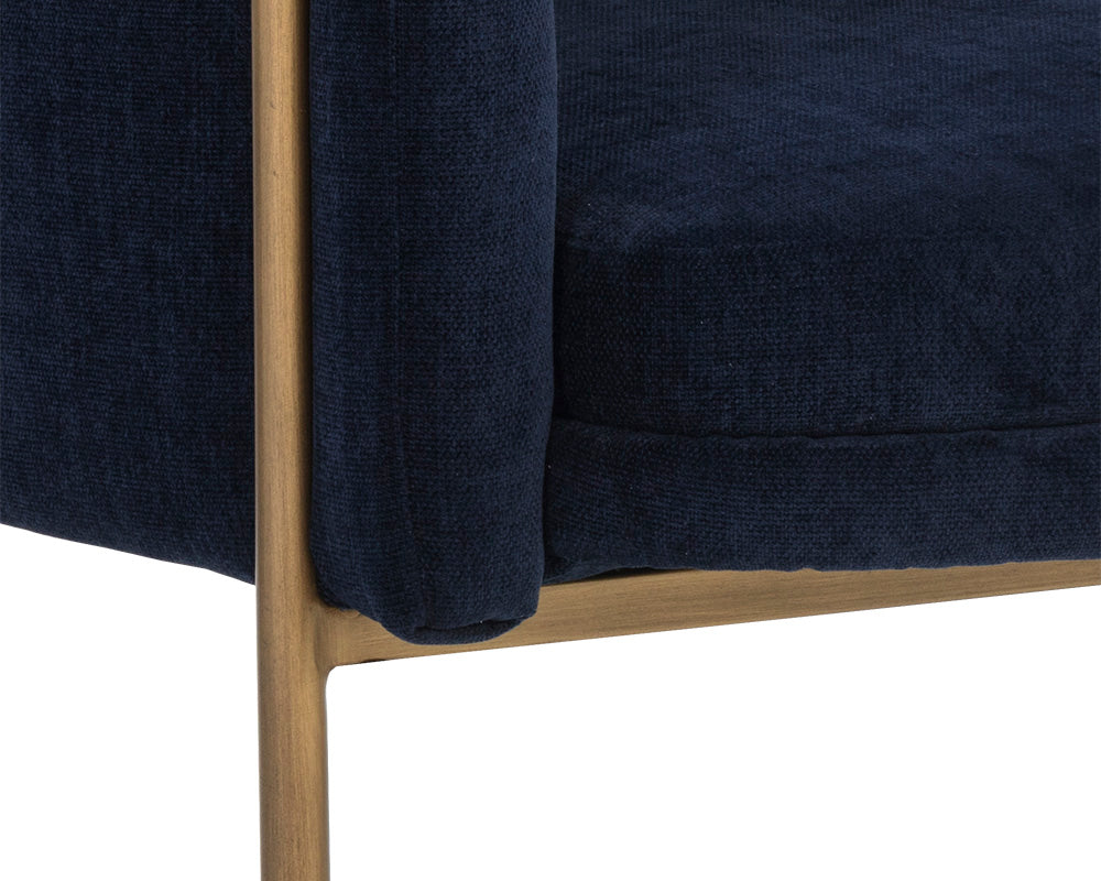 Sunpan Richie Lounge Chair In Antique Brass and Danny Navy/Black and Eclipse White