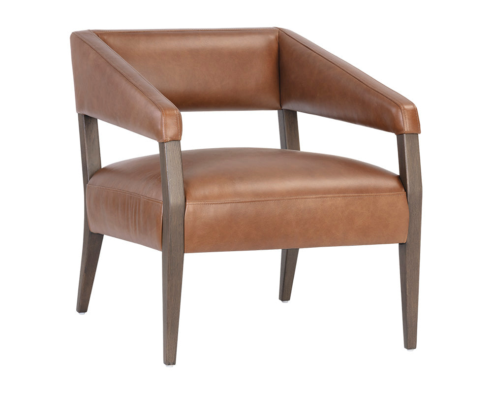 Sunpan Carlyle Lounge Chair in Brentwood Charcoal / Saloon Light Grey / Shalimar Tobacco Leather
