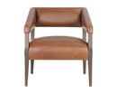 Sunpan Carlyle Lounge Chair in Brentwood Charcoal / Saloon Light Grey / Shalimar Tobacco Leather