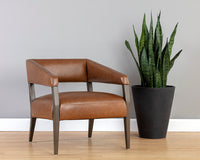 Sunpan Carlyle Lounge Chair in Brentwood Charcoal / Saloon Light Grey / Shalimar Tobacco Leather