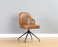 Sunpan Bretta Swivel Dining Chair - Overcast Grey / Tobacco Tan / Moto Stucco