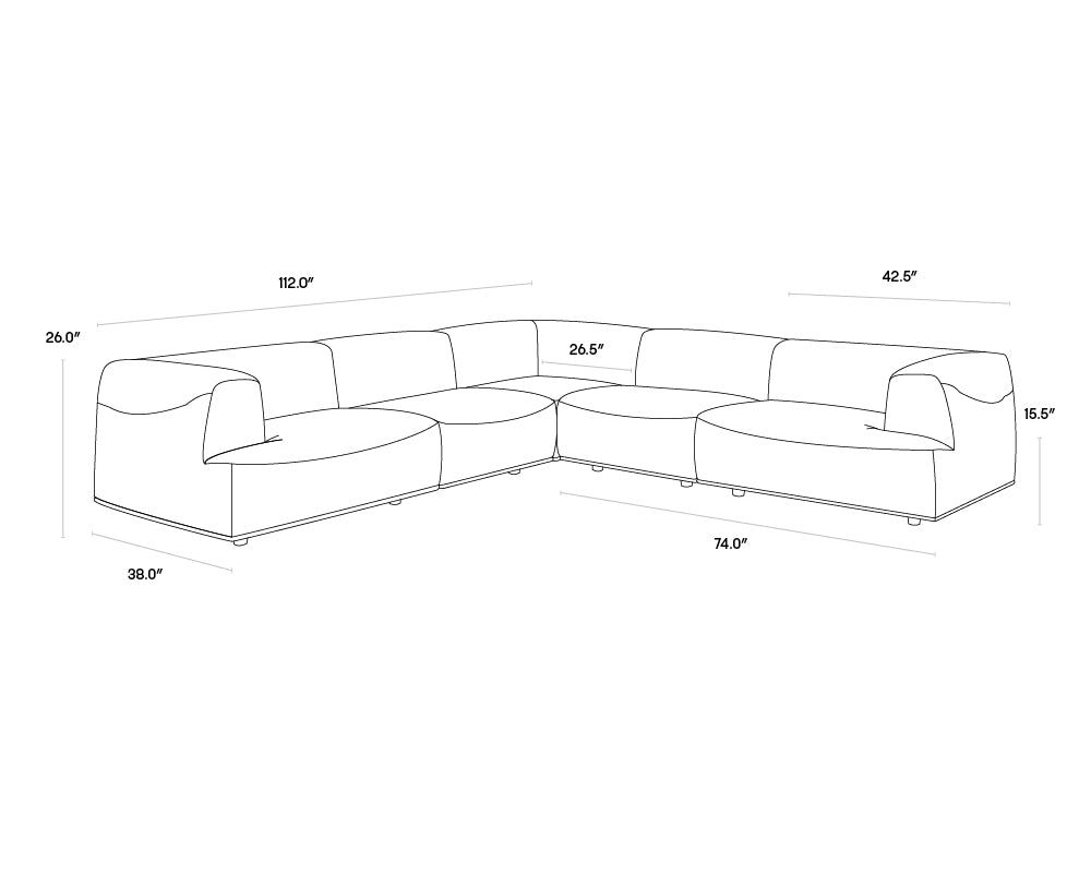 Sunpan Cairo Darren Sectional Set - Moto Stucco / Smokescreen