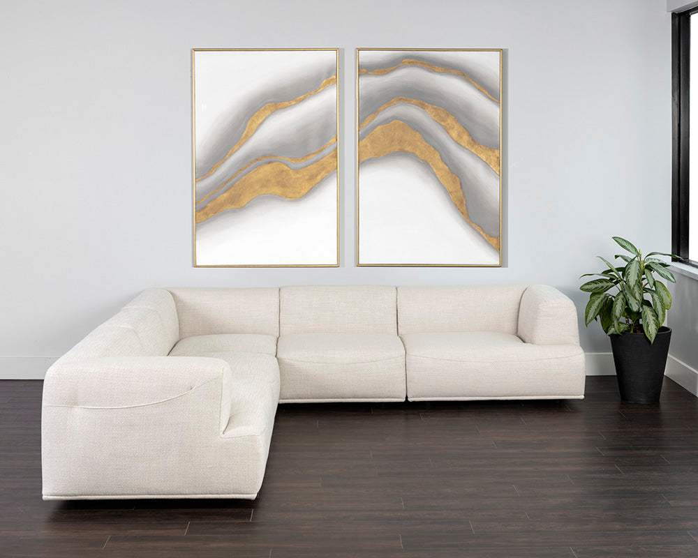 Sunpan Cairo Darren Sectional Set - Moto Stucco / Smokescreen