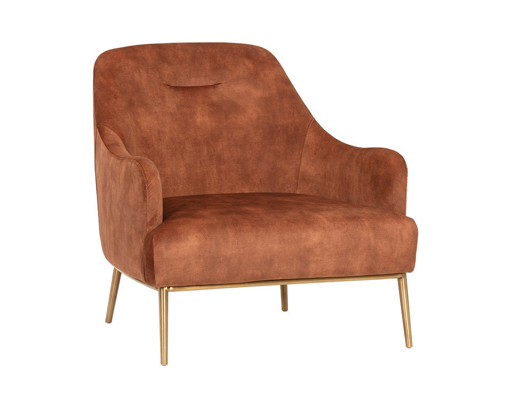 Sunpan Cameron Lounge Chair In Nono Petrol / Nono Rust / Nono Shitake