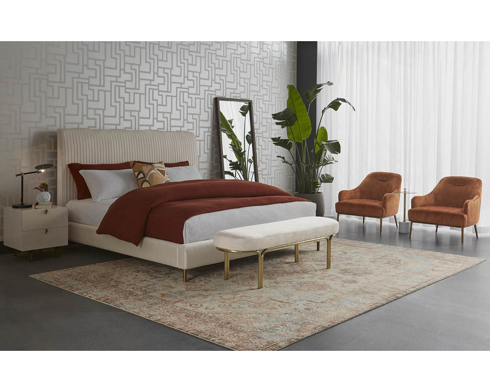 Sunpan Cameron Lounge Chair In Nono Petrol / Nono Rust / Nono Shitake