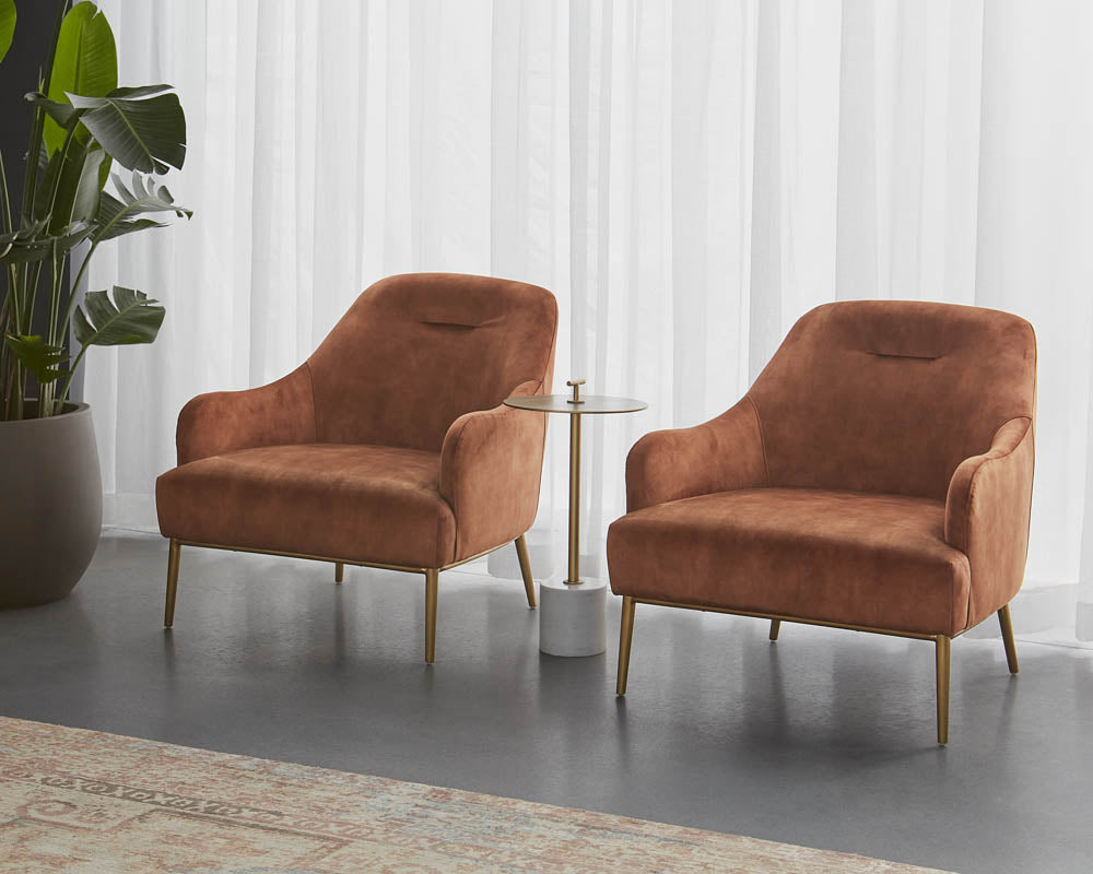 Sunpan Cameron Lounge Chair In Nono Petrol / Nono Rust / Nono Shitake