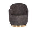Sunpan Casey Swivel Lounge Chair in Nono Cream/  Petrol / Shitake