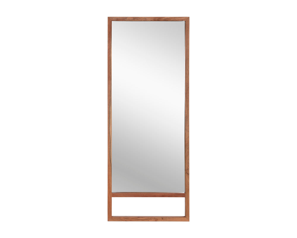 Sunpan Bridgeport Floor Mirror in Dark Brown/Natural
