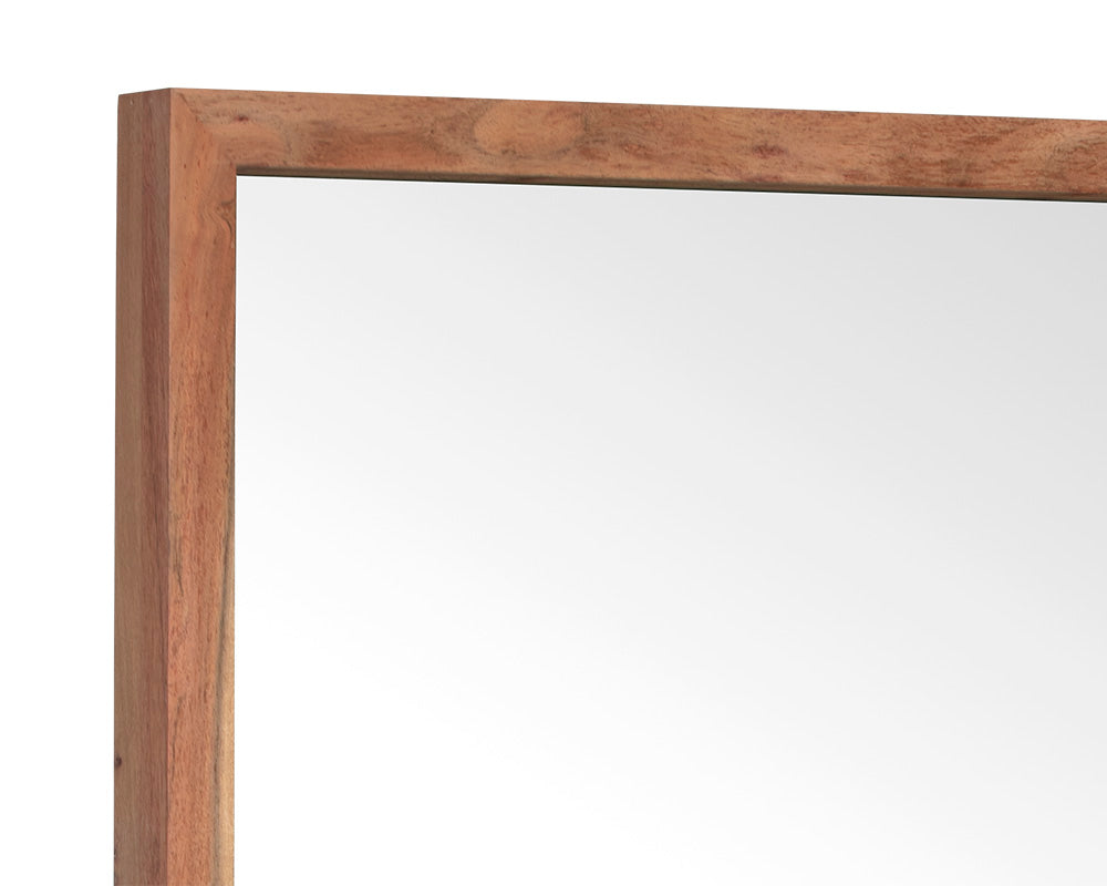 Sunpan Bridgeport Floor Mirror in Dark Brown/Natural