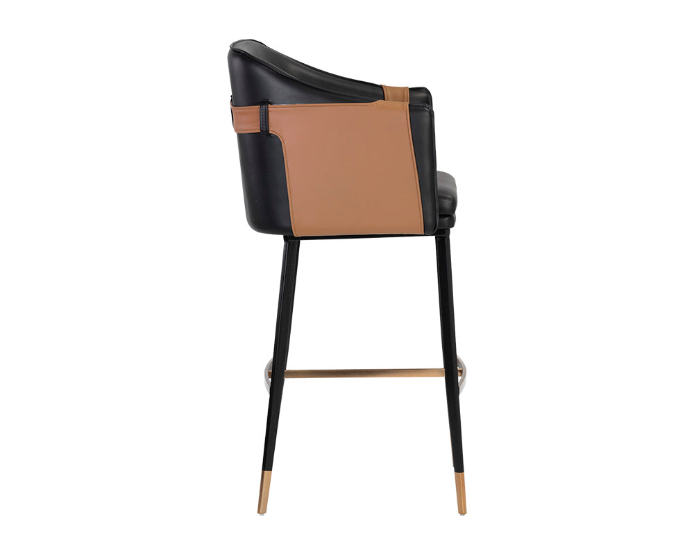 Sunpan Carter Barstool - Napa Beige And Napa Tan/Napa Black And Napa Cognac