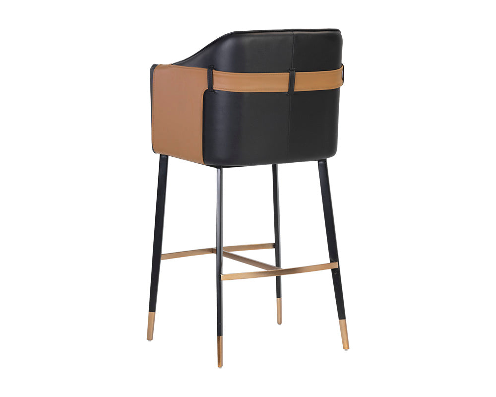 Sunpan Carter Barstool - Napa Beige And Napa Tan/Napa Black And Napa Cognac