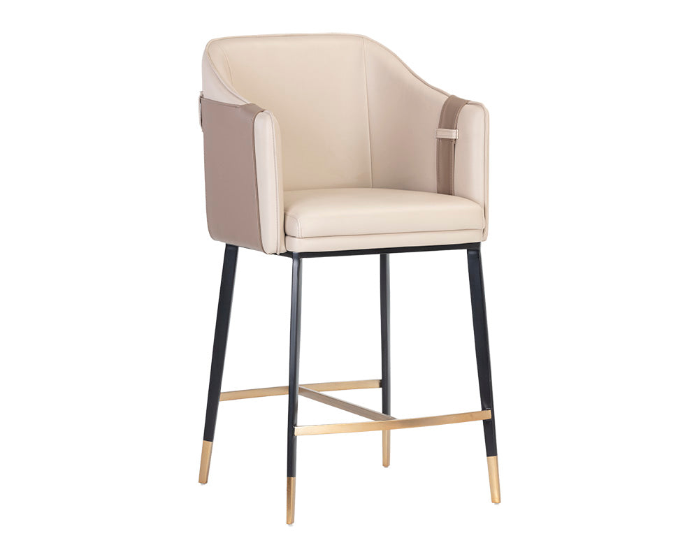 Sunpan Carter Counter Stool - Napa Beige And Napa Tan/Napa Black And Napa Cognac