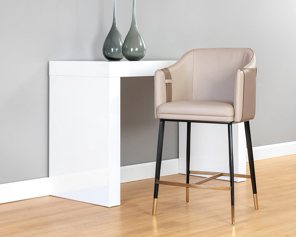 Sunpan Carter Counter Stool - Napa Beige And Napa Tan/Napa Black And Napa Cognac