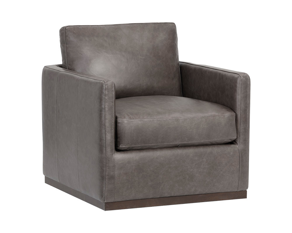 Sunpan Portman Swivel Lounge Chair - Marseille Camel/Concrete Leather