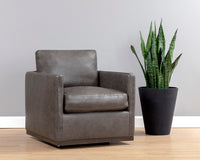 Sunpan Portman Swivel Lounge Chair - Marseille Camel/Concrete Leather