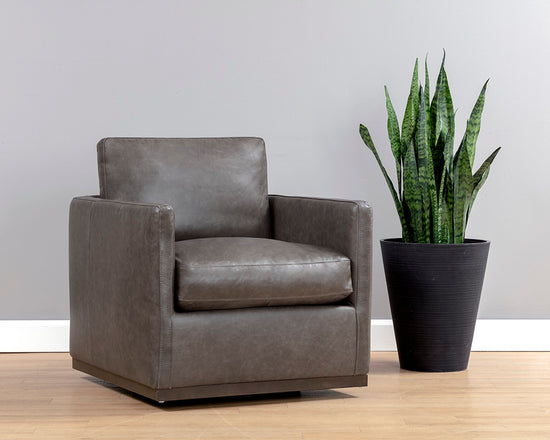 Sunpan Portman Swivel Lounge Chair - Marseille Camel/Concrete Leather