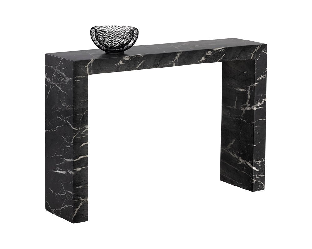 Sunpan Axle Console Table - Marble Look In Black/Grey