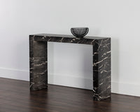 Sunpan Axle Console Table - Marble Look In Black/Grey