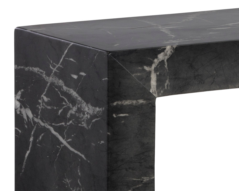 Sunpan Axle Console Table - Marble Look In Black/Grey