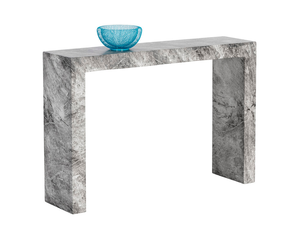 Sunpan Axle Console Table - Marble Look In Black/Grey