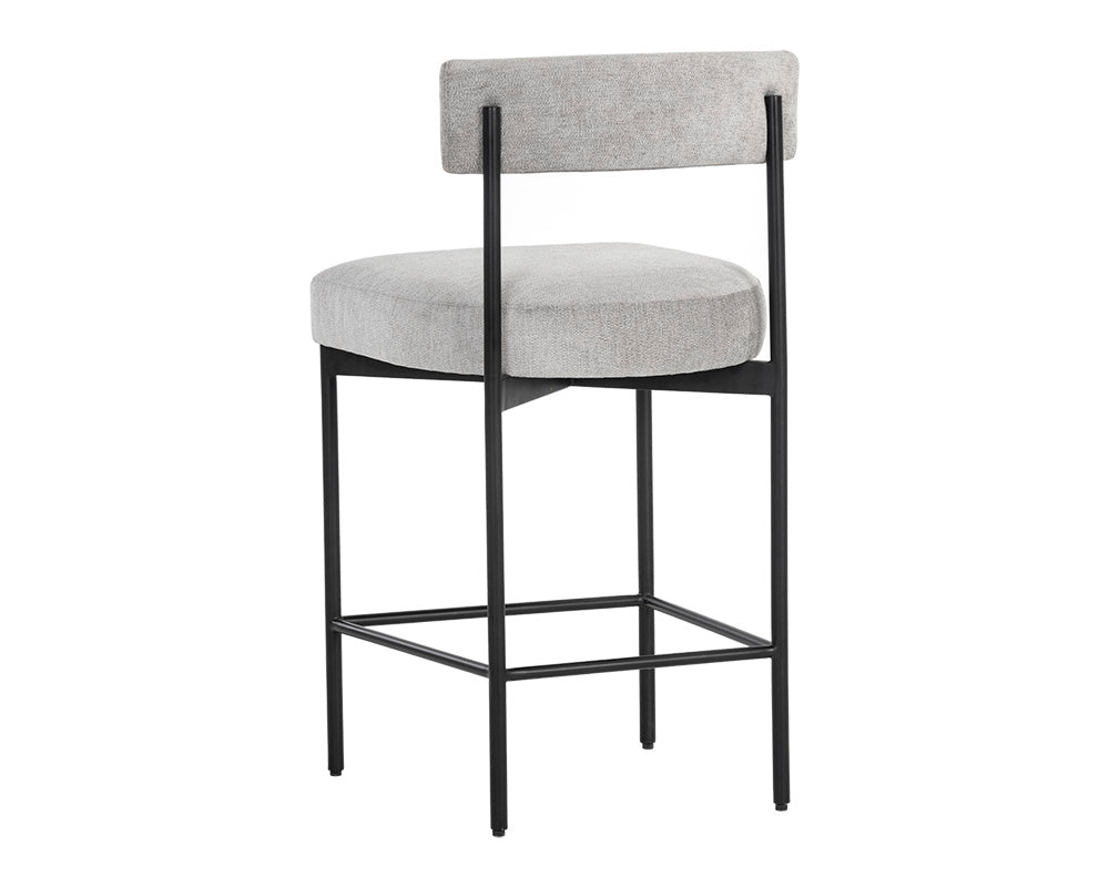Sunpan Seneca Counter Stool - Antique Brass and Arena Cement/Antique Brass and Arena Navy/Black and Polo Club Stone