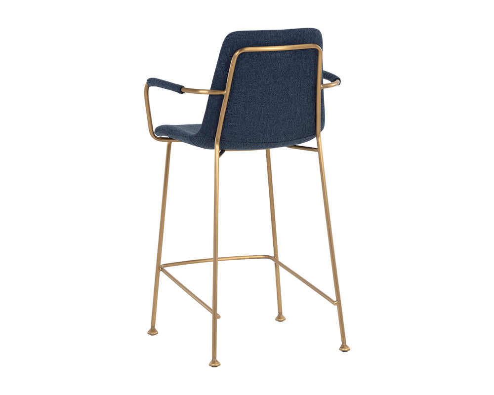Sunpan Hathaway Counter Stool - Belfast Navy/Oatmeal/Oyster Shell