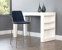 Sunpan Hathaway Counter Stool - Belfast Navy/Oatmeal/Oyster Shell