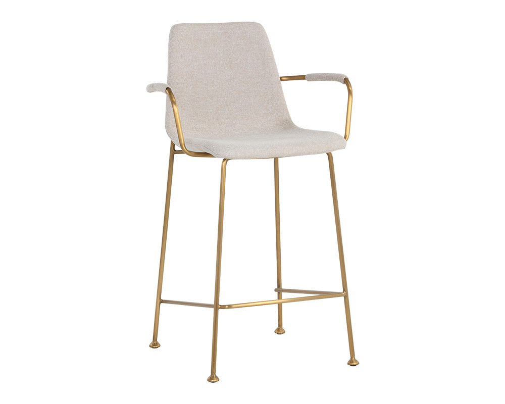 Sunpan Hathaway Counter Stool - Belfast Navy/Oatmeal/Oyster Shell