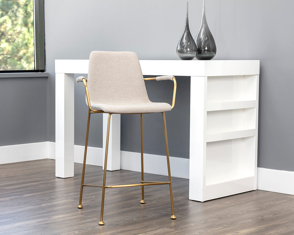 Sunpan Hathaway Counter Stool - Belfast Navy/Oatmeal/Oyster Shell