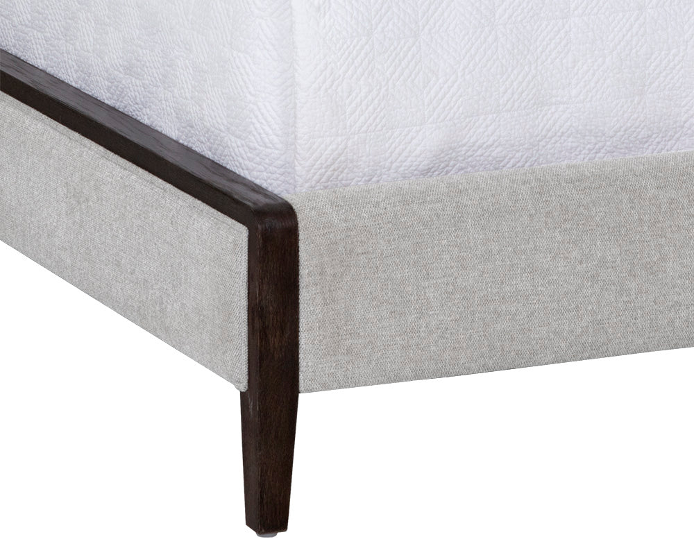 Sunpan Colette Bed In Brown And Belfast Heather Grey/Natural And Effie Linen - King