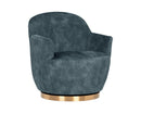 Sunpan Casey Swivel Lounge Chair in Nono Cream/  Petrol / Shitake