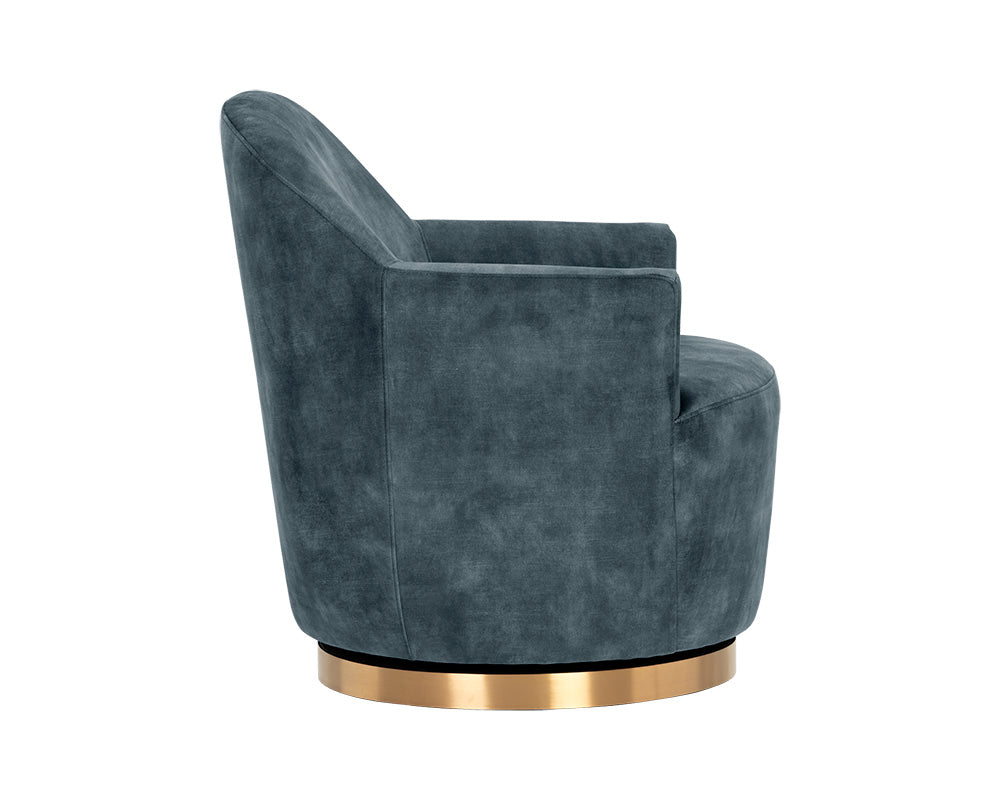 Sunpan Casey Swivel Lounge Chair in Nono Cream/  Petrol / Shitake