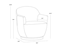 Sunpan Casey Swivel Lounge Chair in Nono Cream/  Petrol / Shitake