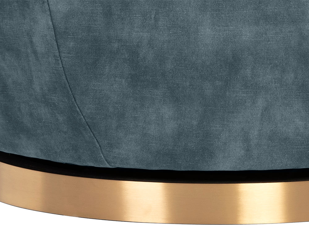 Sunpan Casey Swivel Lounge Chair in Nono Cream/  Petrol / Shitake