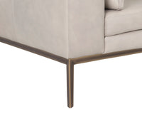 Sunpan Burr Sofa in Bali Bone / Behike Saddle / Serbia Black Leather