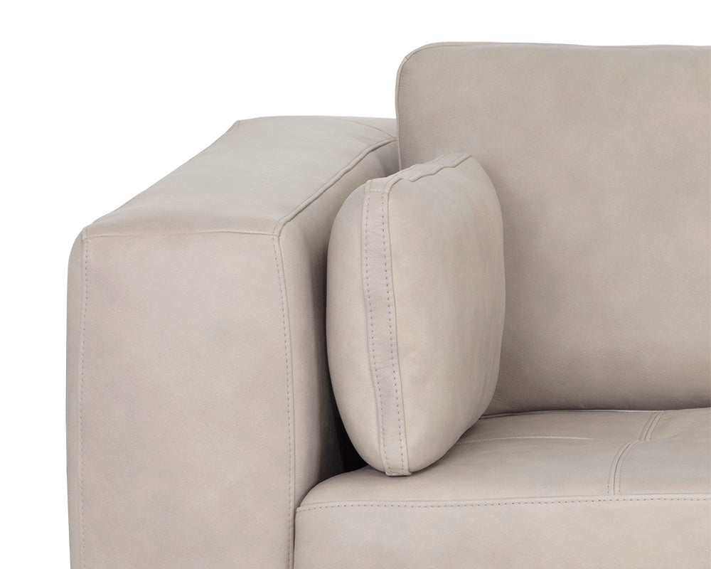 Sunpan Burr Sofa in Bali Bone / Behike Saddle / Serbia Black Leather